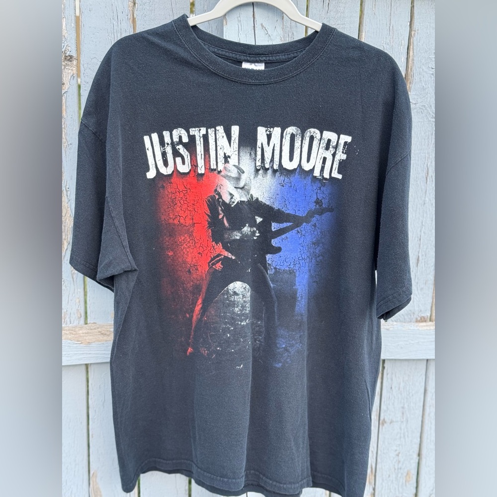 Justin Moore Concert Tee Men’s XL Small Town USA Shirt X-Large Black Graphic